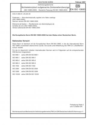 Fasteners - Non-electrolytically applied zinc flake coatings (ISO 10683:2000); German version EN ISO 10683:2000
