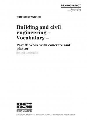 Building and civil engineering - Vocabulary - Work with concrete and plaster