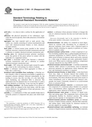 Standard Terminology Relating to Chemical-Resistant Nonmetallic Materials