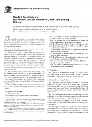 Standard Specification for  Elastomeric Cellular Preformed Gasket and Sealing<brk/> Material