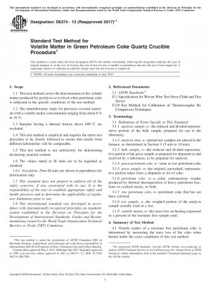 Standard Test Method for  Volatile Matter in Green Petroleum Coke Quartz Crucible Procedure