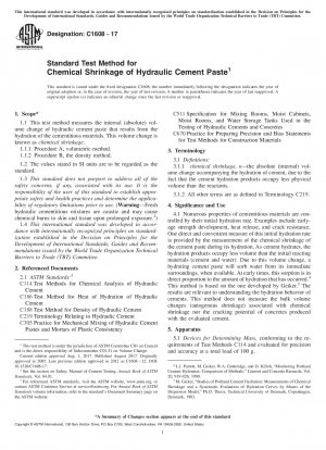 Standard Test Method for  Chemical Shrinkage of Hydraulic Cement Paste