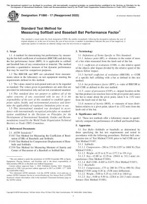 Standard Test Method for Measuring Softball and Baseball Bat Performance Factor