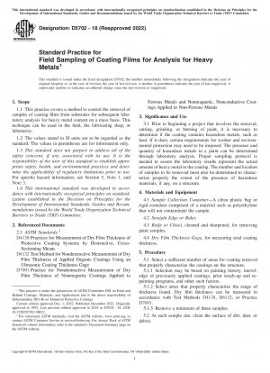 Standard Practice for Field Sampling of Coating Films for Analysis for Heavy Metals