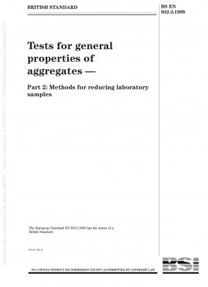 Tests for general properties of aggregates - Methods for reducing laboratory samples
