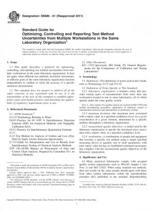 Standard Guide for Optimizing, Controlling and Reporting Test Method Uncertainties from Multiple Workstations in the Same Laboratory Organization