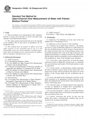 Standard Test Method for  Open-Channel Flow Measurement of Water with Palmer-Bowlus Flumes