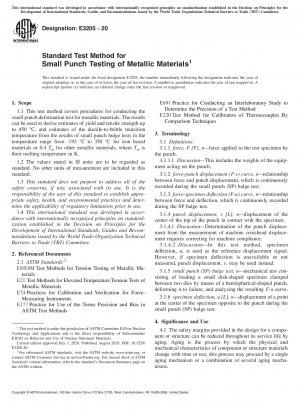 Standard Test Method for Small Punch Testing of Metallic Materials