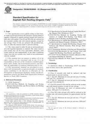 Standard Specification for Asphalt Roll Roofing (Organic Felt)