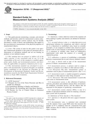 Standard Guide for Measurement Systems Analysis (MSA)