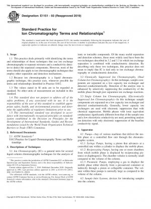Standard Practice for Ion Chromatography Terms and Relationships