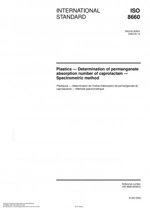 Plastics - Determination of permanganate absorption number of caprolactam - Spectrometric method