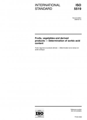 Fruits, vegetables and derived products - Determination of sorbic acid content