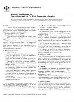 Standard Test Methods for Evaluating Coatings For High Temperature Service