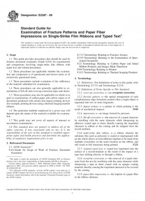 Standard Guide for Examination of Fracture Patterns and Paper Fiber Impressions on Single-Strike Film Ribbons and Typed Text