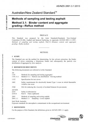 Bitumen Sampling and Testing Methods Binder Content and Aggregate Grading Return Method