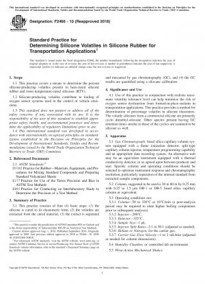 Standard Practice for Determining Silicone Volatiles in Silicone Rubber for Transportation Applications