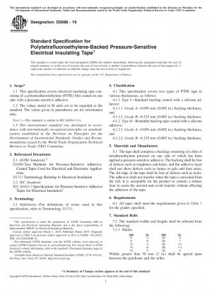Standard Specification for Polytetrafluoroethylene-Backed Pressure-Sensitive Electrical Insulating Tape