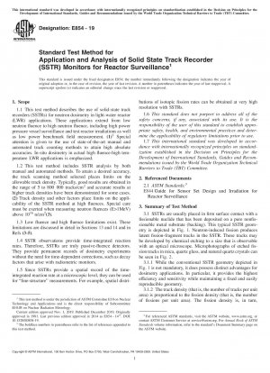 Standard Test Method for Application and Analysis of Solid State Track Recorder (SSTR) Monitors for Reactor Surveillance