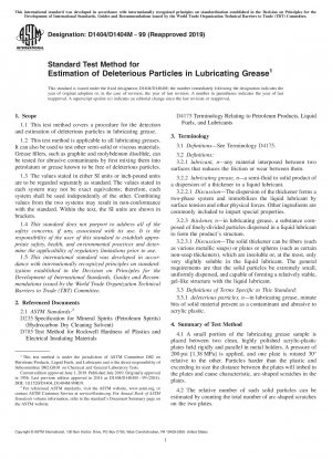 Standard Test Method for Estimation of Deleterious Particles in Lubricating Grease