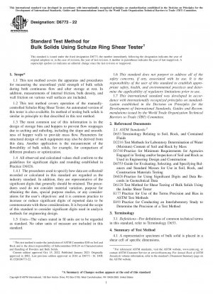 Standard Test Method for Bulk Solids Using Schulze Ring Shear Tester