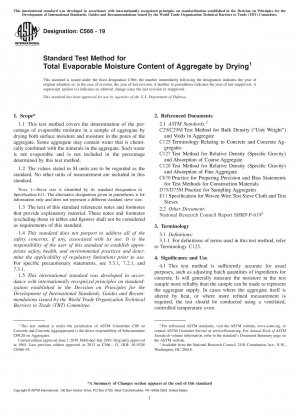 Standard Test Method for Total Evaporable Moisture Content of Aggregate by Drying