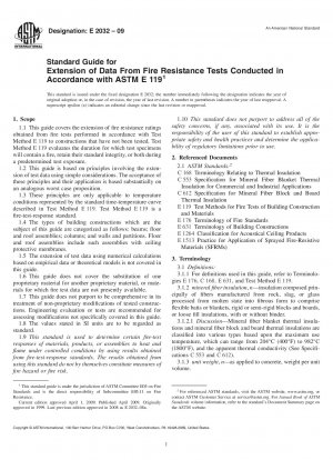 Standard Guide for Extension of Data From Fire Resistance Tests Conducted in Accordance with ASTM E 119