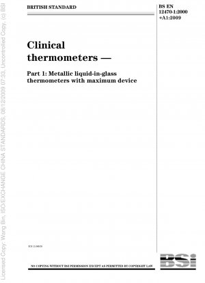 Clinical thermometers Ð Part 1: Metallic liquid-in-glass thermometers with maximum device