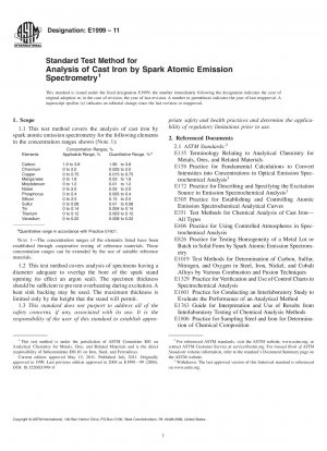 Standard Test Method for  Analysis of Cast Iron by Spark Atomic Emission Spectrometry