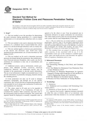 Standard Test Method for  Electronic Friction Cone and Piezocone Penetration Testing of Soils