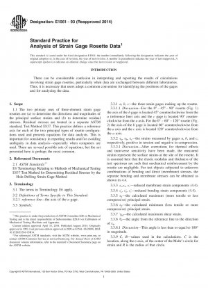 Standard Practice for  Analysis of Strain Gage Rosette Data