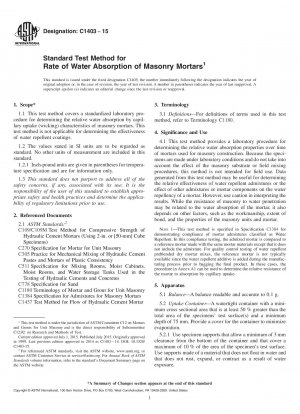 Standard Test Method for  Rate of Water Absorption of Masonry Mortars