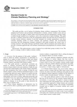 Standard Guide for Climate Resiliency Planning and Strategy
