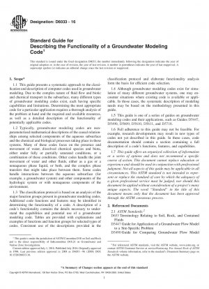 Standard Guide for  Describing the Functionality of a Groundwater Modeling Code