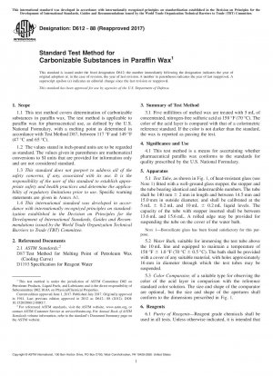 Standard Test Method for  Carbonizable Substances in Paraffin Wax