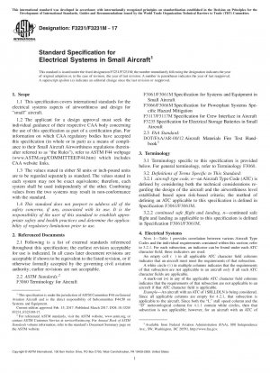 Standard Specification for Electrical Systems in Small Aircraft