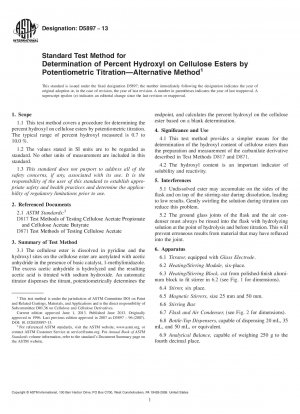 Standard Test Method for Determination of Percent Hydroxyl on Cellulose Esters by Potentiometric Titration—Alternative Method