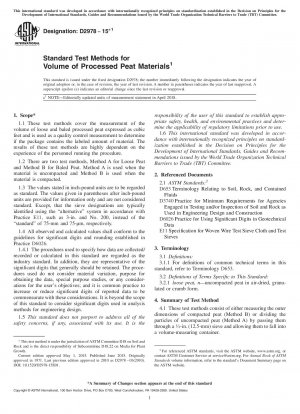 Standard Test Methods for Volume of Processed Peat Materials
