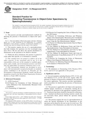 Standard Practice for Detecting Fluorescence in Object-Color Specimens by Spectrophotometry