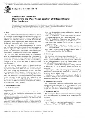 Standard Test Method for Determining the Water Vapor Sorption of Unfaced Mineral Fiber Insulation