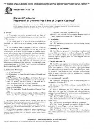 Standard Practice for Preparation of Uniform Free Films of Organic Coatings