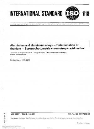 Aluminium and aluminium alloys; Determination of titanium; Spectrophotometric chromotropic acid method