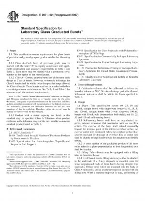 Standard Specification for Laboratory Glass Graduated Burets