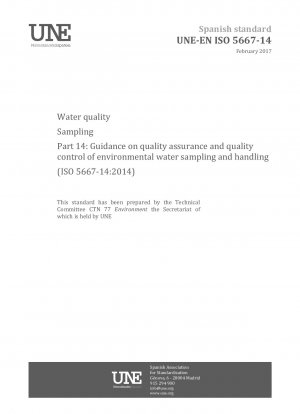 Water quality - Sampling - Part 14: Guidance on quality assurance and quality control of environmental water sampling and handling (ISO 5667-14:2014)