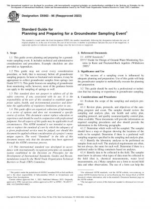 Standard Guide for Planning and Preparing for a Groundwater Sampling Event