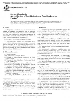 Standard Practice for Annual Review of Test Methods and Specifications for Plastics