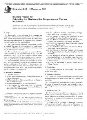 Standard Practice for Estimating the Maximum Use Temperature of Thermal Insulations
