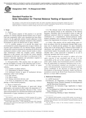 Standard Practice for Solar Simulation for Thermal Balance Testing of Spacecraft