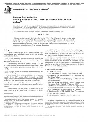 Standard Test Method for Freezing Point of Aviation Fuels (Automatic Fiber Optical Method)