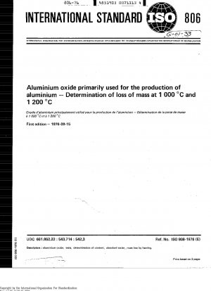 Aluminium oxide primarily used for the production of aluminium; Determination of loss of mass at 1 000 degrees C and 1 200 degrees C